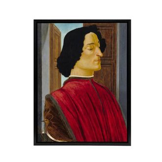 Artery8 Giuliano de Medici Portrait Botticelli Vintage Framed Canvas Wall Art | Size: W24 x H32