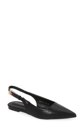 Berness Caitriona Pointed Toe Slingback Flat in Black Lea at Nordstrom Rack, Size 6.5