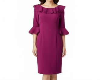Nue By Shani Built In Shapewear Ruffle Pencil Dress In Fush
