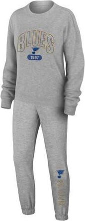 WEAR by Erin Andrews Womens WEAR by Erin Andrews Heather Gray St. Louis Blues Knit Long Sleeve Tri-Blend T-Shirt & Pants Sleep Set at Nordstrom, Size X-Large