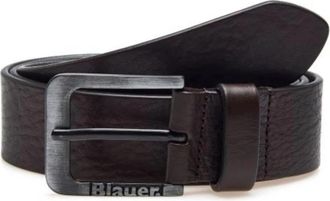 Blauer Bruin Leren Logo Gesp Mannen - Heren - Riemen - Bruin - 90 CM - Accessoires