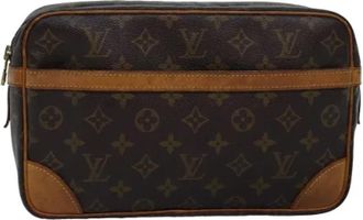 Louis Vuitton Pre-owned Canvas clutches - Dames - Vintage Tassen - Bruin - ONE Size - Leer - Vintage