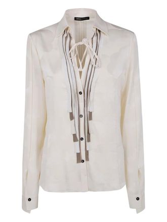 Ibrigu Gelaagde blouse met gestrikte hals - Wit
