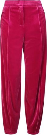 Blanca Vita Roze Velvet Broek Hoge Taille Chic Design - Dames - Sweatpants - Roze - 2XS - Polyester - Broeken