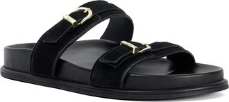 Dune London Womens Ladies Lissons - Double Strap Slip-On Sandals - Black Suede - Size UK 7