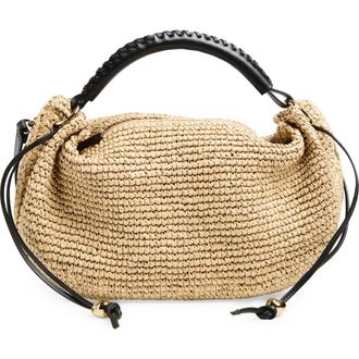 Madewell The Camren Gathered Shoulder Bag in Raffia in True Black Multi at Nordstrom