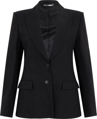 Alberta Ferretti Single-breasted Blazer met Revers - Dames - Blazers - Zwart - XL - Leer - Jassen