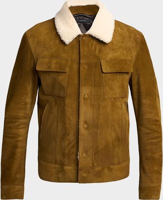 Tom Ford Men & apos;s Suede Shearling-Collar Bomber Jacket