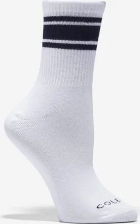 Cole Haan Womens Varsity Stripe Mid Crew Socks - White