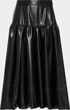 Cinq &agrave; Sept Lite Vegan Leather Bubble Midi Skirt