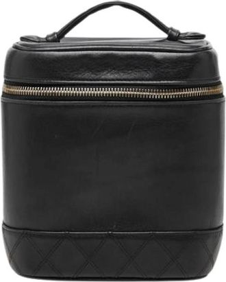 Chanel Pre-owned Vintage Vanity Bag - Dames - Vintage Handtas - Zwart - ONE Size - Leer - Vintage