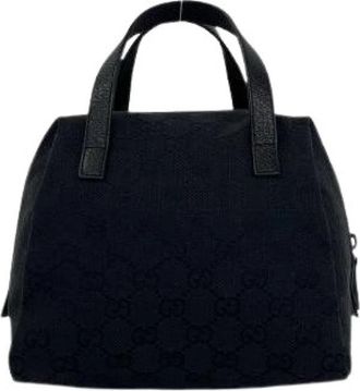 Gucci Pre-owned GG Canvas Leren Handtas - Dames - Vintage Handtas - Zwart - ONE Size - Leer - Vintage