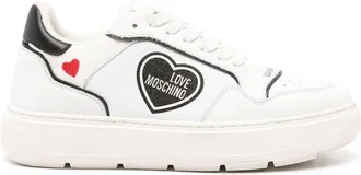 Love Moschino logo-print leather sneakers - women - Calf Leather/Fabric/Rubber - 39 - White