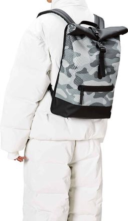 Rains Womens Rolltop Rucksack Mesh Bag In Camo