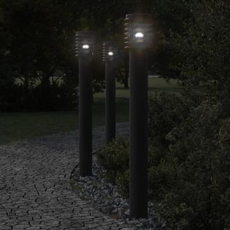 Berkfield Home Outdoor Floor Lamps 3pcs Black 110cm Stainless Steel