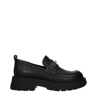 Versace Black Leather Slip-On Mens Loafers