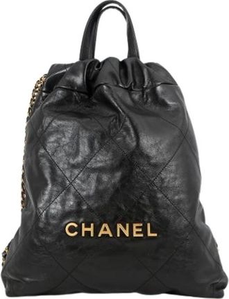 Chanel Pre-owned Vintage Leren Handtas - Dames - Vintage Rugzakken - Zwart - ONE Size - Leer - Vintage