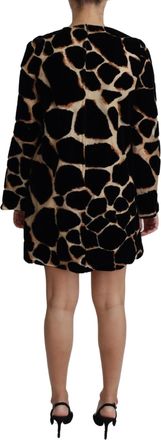 Dolce & Gabbana Black Giraffe Print Shift Mini Womens Dress