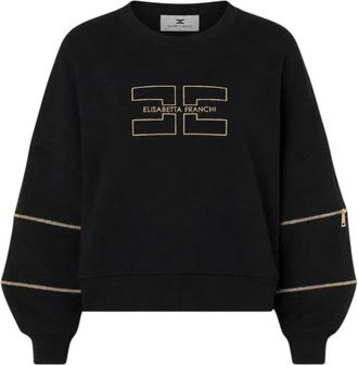 Elisabetta Franchi Logo Sweatshirt - Dames - Sweatshirts - Zwart - XS - Katoen - Hoodies & sweatvesten