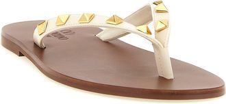Valentino Garavani Womens White Calfskin Slides Shoe