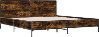 vidaXL Vidaxl - Estructura Cama Madera Ingenier&iacute;a Metal Roble Ahumado 180x200cm
