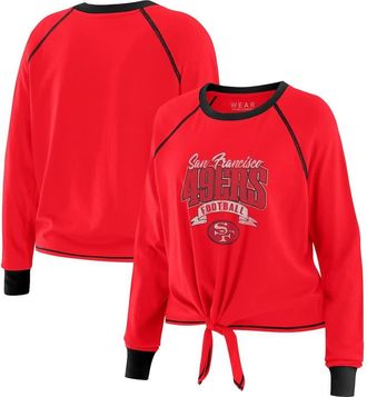 WEAR by Erin Andrews Womens WEAR by Erin Andrews Scarlet/Black San Francisco 49ers Tie-Front Long Sleeve Top at Nordstrom, Size Xx-Large