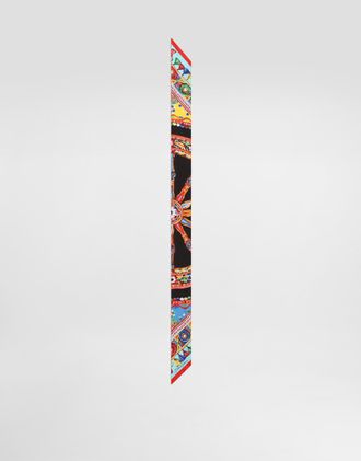 Dolce & Gabbana 6x100 Carretto-print Silk Twill Bandeau - Woman Scarves And Silks Multicolor Onesize