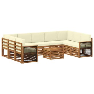 vidaXL Conjunto De Sof&aacute;s De Exterior 10 Uds. Natural Y Crema Vidaxl
