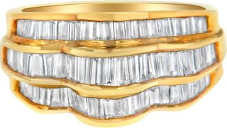 House of Brilliance 14KT Yellow Gold 1 1/4 cttw Diamond Multi-Row Band Ring at Nordstrom, Size 7