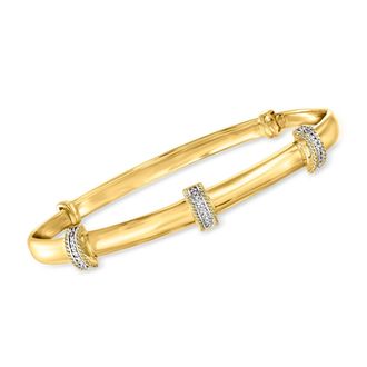 Ross-Simons Diamond Station Bangle Bracelet in 18kt Gold Over Sterling