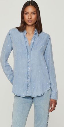 Generation Love Marcello Pearl Denim Shirt in Light Blue/pearl at Nordstrom, Size Xx-Small L