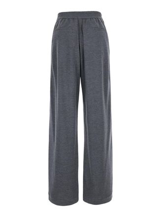 Brunello Cucinelli Womens Cotton Blend Drawstring Trousers Grey