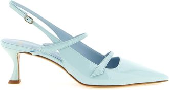 Alexandre Birman Blue Cowhide Mid Heel Womens Pumps