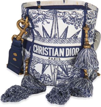 Dior Christian Dior Toile de Jouy Embroidery D-Bubble Bucket Bag