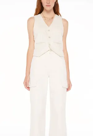 Mother Masked Rider Act Natural Vest In Creamy Off White