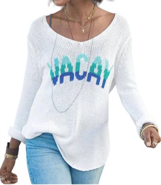 Wooden Ships Vacay V-Neck Sweater In Breaker White