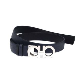 Ferragamo SALVATORE FERRAGAMO Double Gancini Womens 673945 Black/Blue Belt