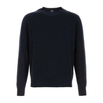 Fedeli Round-neck Knitwear, male, Blue, Size: 5XL Crew Neck Cotton Sweater