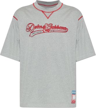 Dolce & Gabbana Logo T-Shirt - Heren - T-shirts - Grijs - M - Katoen - Tops