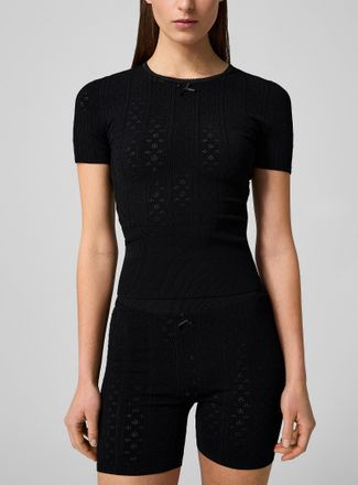 J.W.Anderson Womens Pointelle knit fitted T-shirt
