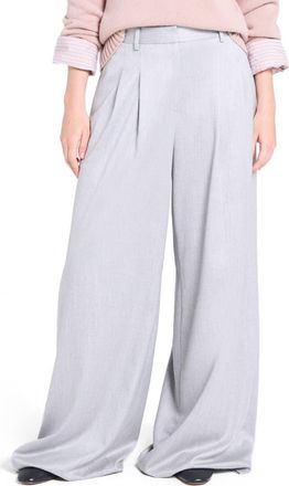 TWP Avery Stretch Wool Wide Leg Pants in Light Heather Grey at Nordstrom, Size 10
