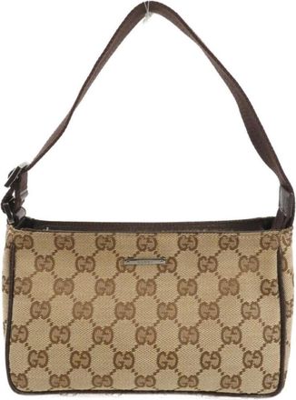 Gucci Beige Brown Gg Canvas Pouch (Pre-Owned)