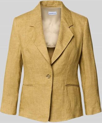 Marella Slim Fit Leinenblazer mit Paspeltaschen Modell CARDATO in Khaki, Gr&ouml;&szlig;e 34
