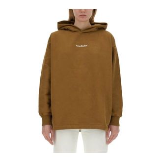 Acne Studios Katoenen Blend Logo Hoodie - Dames - Sweatshirts & Hoodies - Bruin - Maat: 2XS Katoen