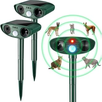 OEM (verde, 2 Piezas) Repelente Ultras&oacute;nico Para Animales, Repelente Solar Para Exteriores, Disuasivo Para Gatos, Perros Y Ciervos, Resistente Al Agua, Co