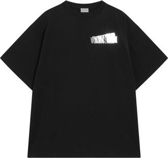 Balenciaga Camiseta Oversize con Cinta Plateada en la Espalda - Tops - Hombre - Negro - XL
