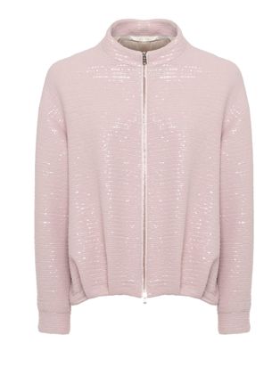 Herno Pink Sequin Crewneck Jacket