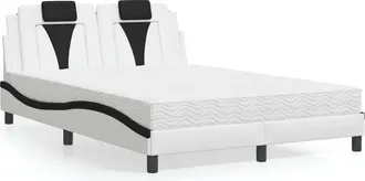 vidaXL Vidaxl - Cama Con Colch&oacute;n Cuero Sint&eacute;tico Blanco Y Negro 140x190 Cm