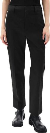 Ann Demeulemeester Broek met Streepdetail aan de Zijkant en Cropped Lengte - Dames - Straight fit broeken - Zwart - M - Katoen - Broeken