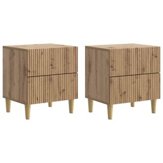 vidaXL Armario De Noche 2 Pcs Roble Artesanal 43 X 34,5 X 48 Cm Vidaxl